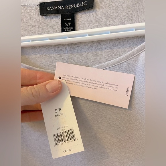 𝅺banana REPUBLIC Silky Grey Long Sleeve Blouse Womens Petite Small. NWT. - Picture 6 of 8